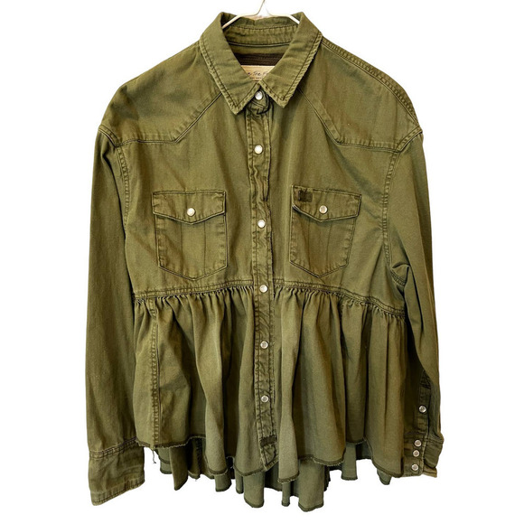 FREE PEOPLE Dylan Button-Up Babydoll Shirt (XS) - Picture 3 of 9